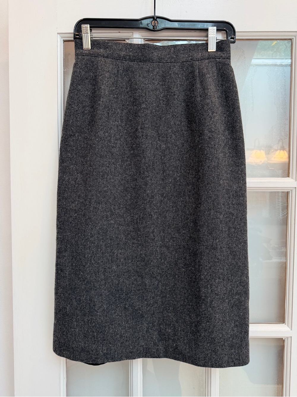 Vintage Sag Harbor Chic Classic Charcoal Wool Midi Pencil Skirt Size 8 Medium